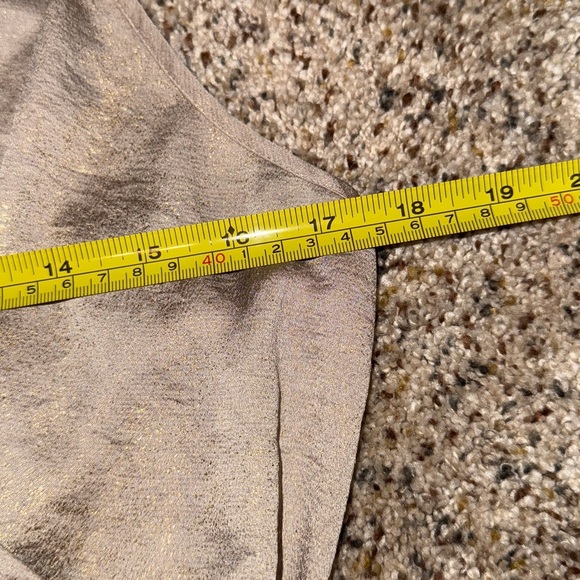 Express Elegant Sparkly Taupe Wrap Cross Camisole Gold Tie Front Blouse Size L/G - Picture 8 of 9